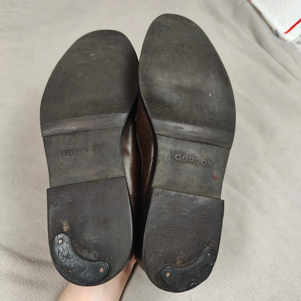 Vintage YSL Yves Saint Laurent Dress Shoes Men 7 Brown Leather Oxford Monk Strap